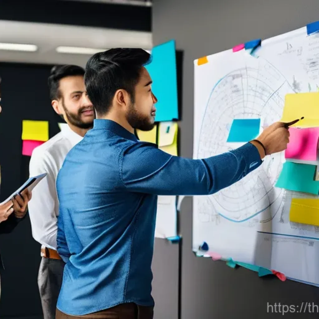 고객 여정 맵과 UX 디자인의 관계 - **Prompt:** A diverse team of professional individuals, appearing to be in their late 20s to early 4...