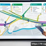 고객 여정 맵핑과 고객 서비스 개선 - A detailed and colorful illustration of a modern Thai customer journey map displayed on a large digi...