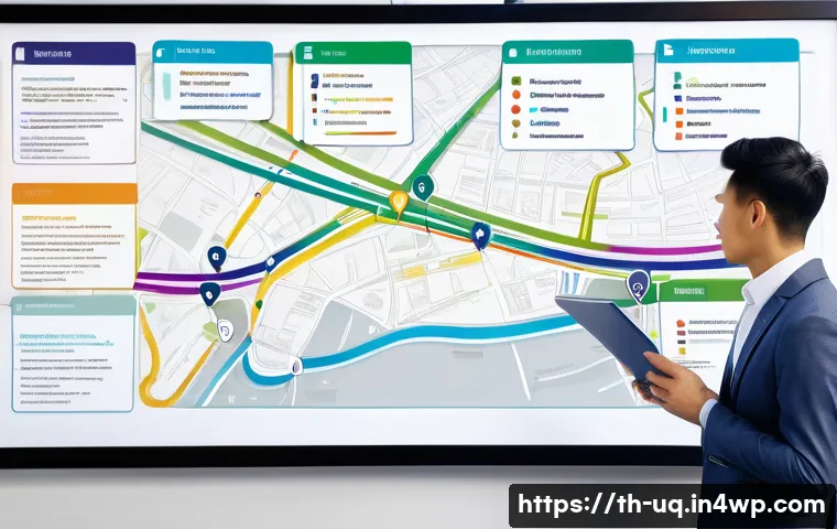고객 여정 맵핑과 고객 서비스 개선 - A detailed and colorful illustration of a modern Thai customer journey map displayed on a large digi...